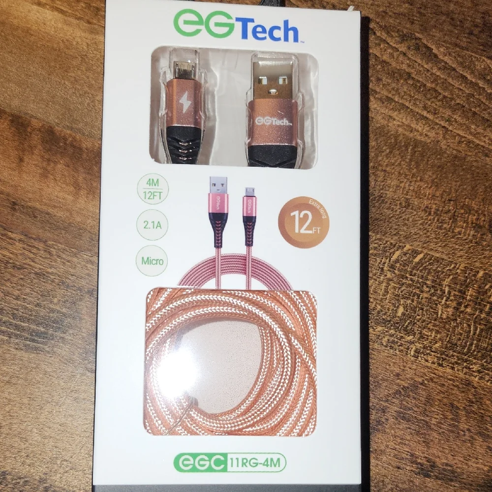 12ft Rose Gold Micro USB Cable